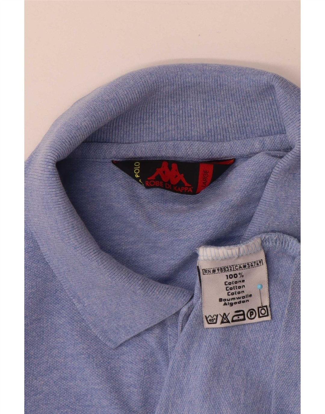 Kappa Mens Long Sleeve Polo Shirt Large Blue Cotton