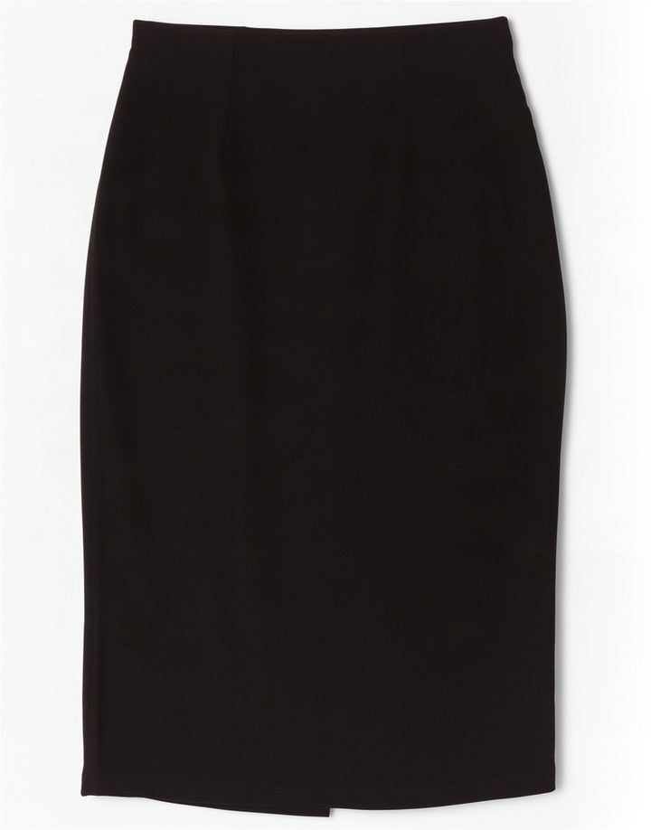 Marks & Spencer Womens Midi Skirt UK 10 Small W30 Black Viscose