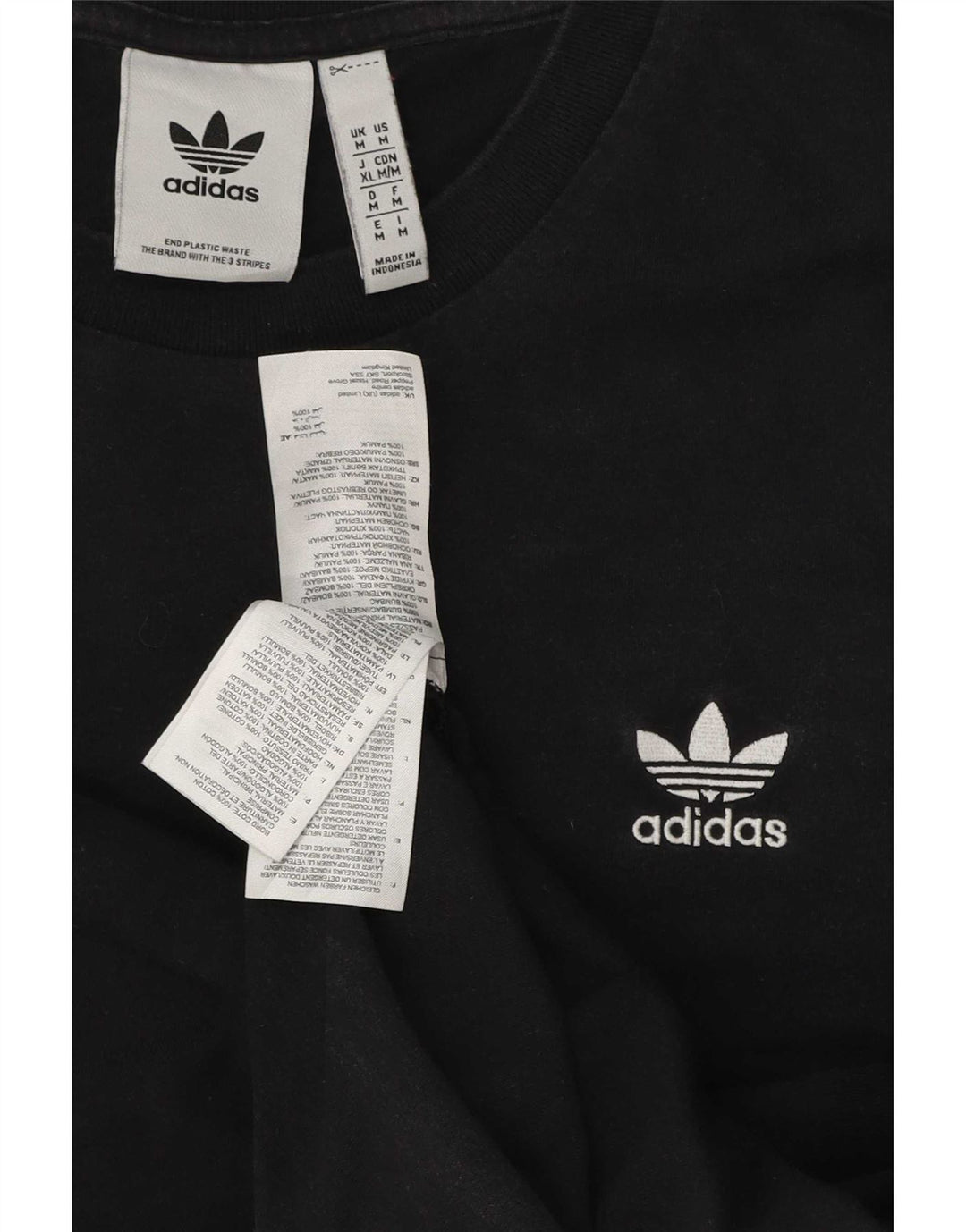 Adidas Mens T-Shirt Top Medium Black Cotton