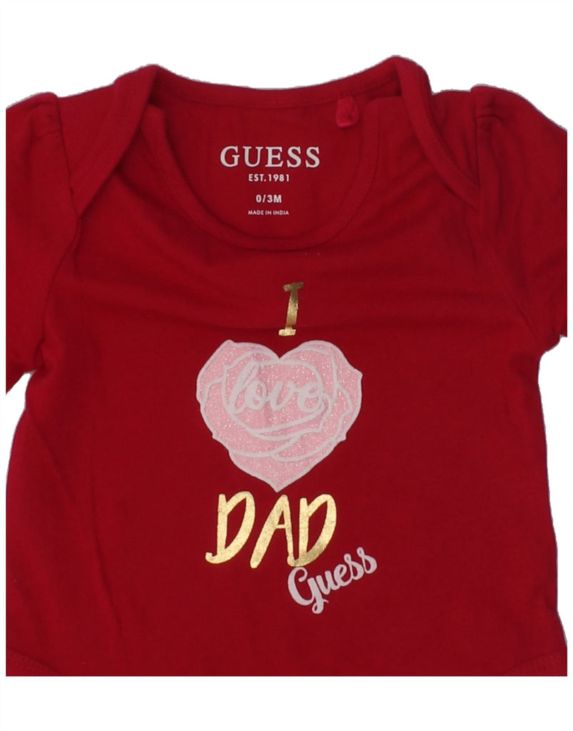 GUESS Baby Girls Graphic Bodysuit 0-3 Months Red | Vintage Guess | Thrift | Second-Hand Guess | Used Clothing | Messina Hembry 