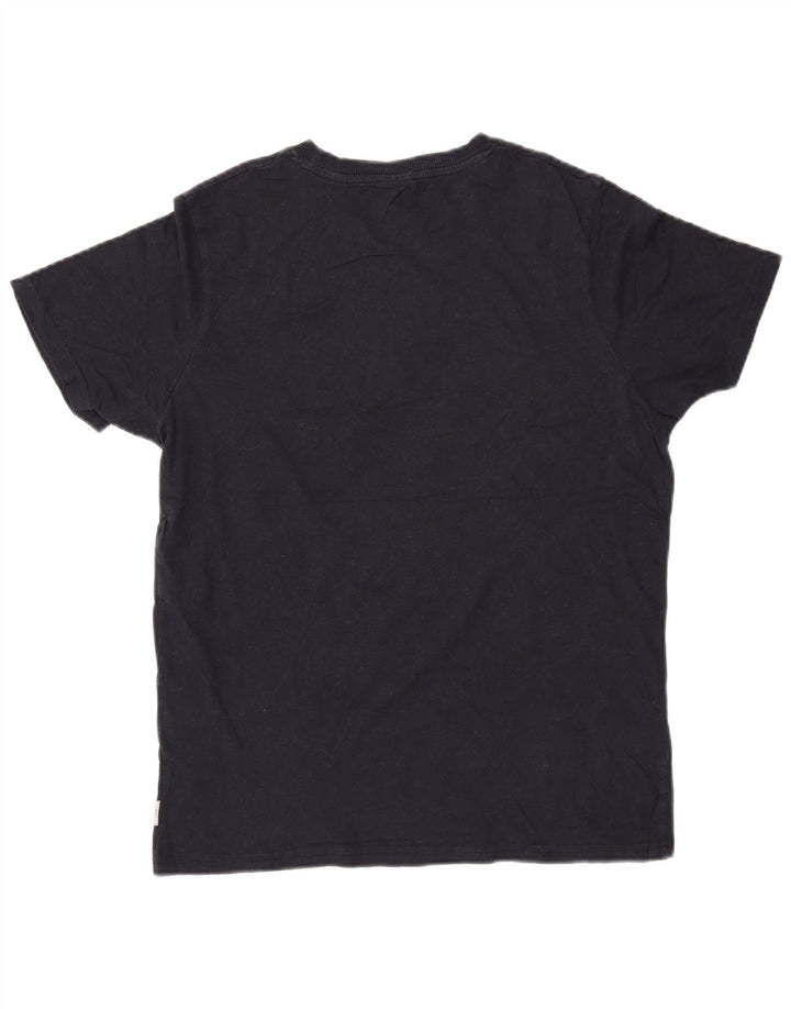 JACK & JONES Mens Graphic T-Shirt Top Medium Navy Blue Cotton