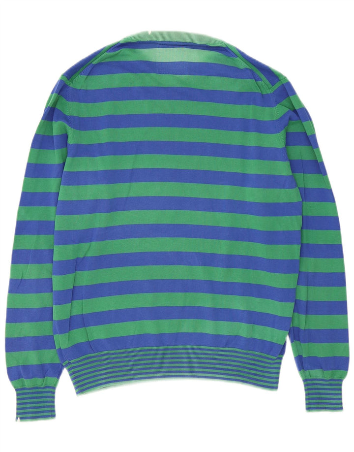 Sun68 Mens Crew Neck Jumper Sweater Large Blue Striped Cotton