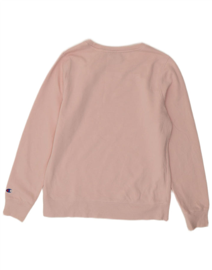 Champion Womens Graphic Sweatshirt Jumper UK 14 Medium Pink Cotton