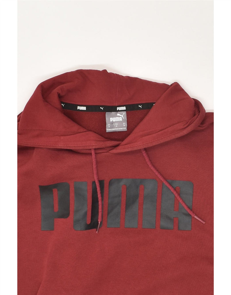 PUMA Mens Graphic Hoodie Jumper Medium Burgundy Cotton | Vintage Puma | Thrift | Second-Hand Puma | Used Clothing | Messina Hembry 