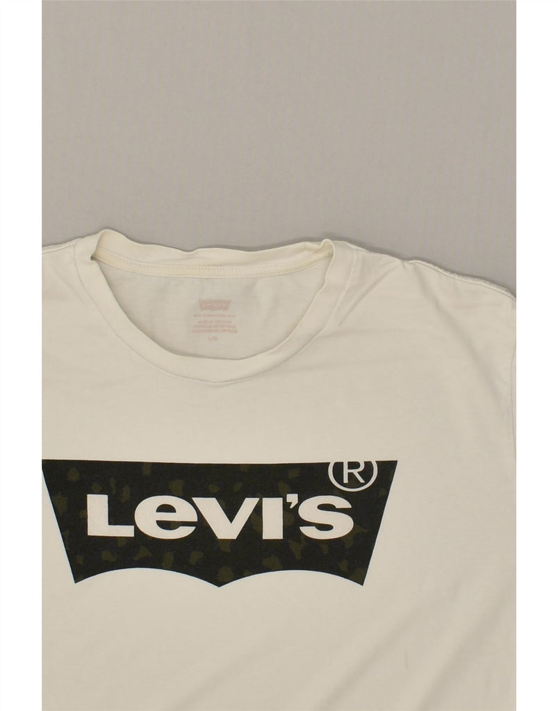 LEVI'S Womens Graphic T-Shirt Top UK 16 Large White Cotton | Vintage Levi's | Thrift | Second-Hand Levi's | Used Clothing | Messina Hembry 