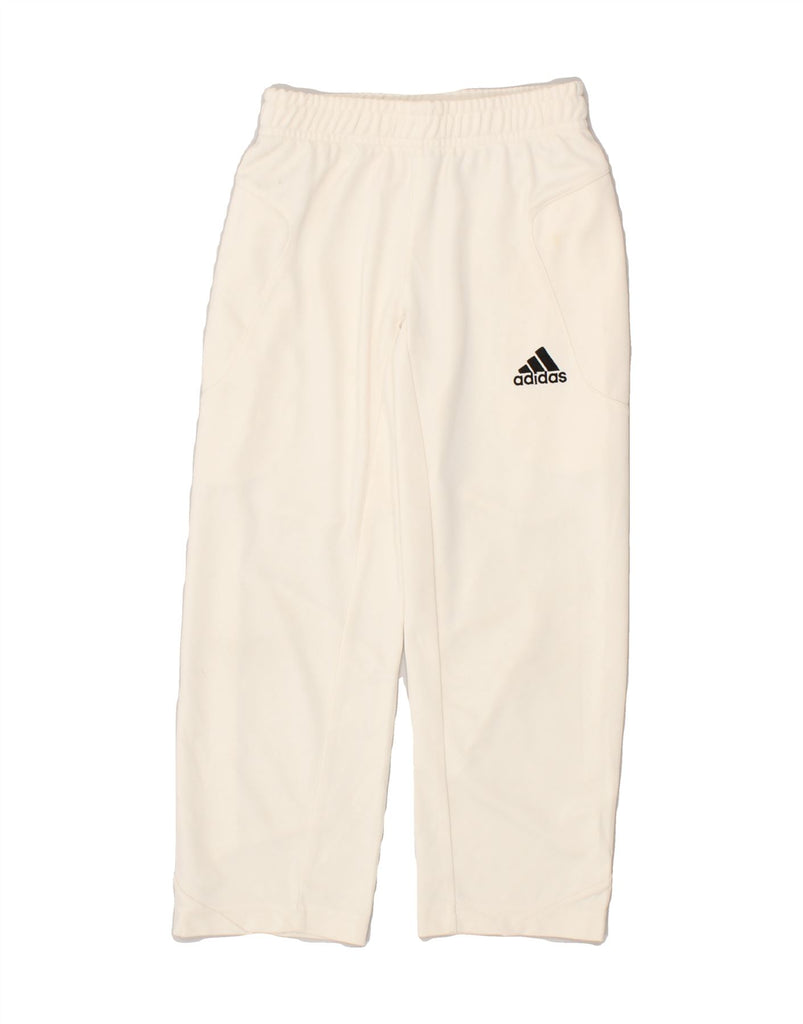 ADIDAS Boys Tracksuit Trousers 5-6 Years Off White Polyester | Vintage Adidas | Thrift | Second-Hand Adidas | Used Clothing | Messina Hembry 