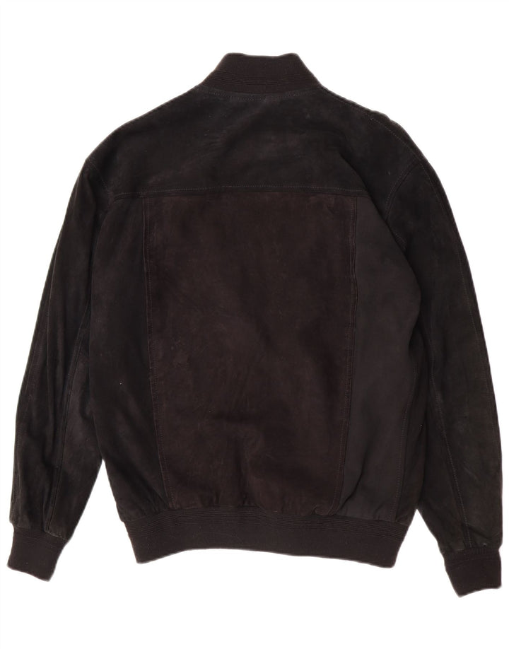 Zarro Mens Suede Bomber Jacket IT 50 Large Black Leather