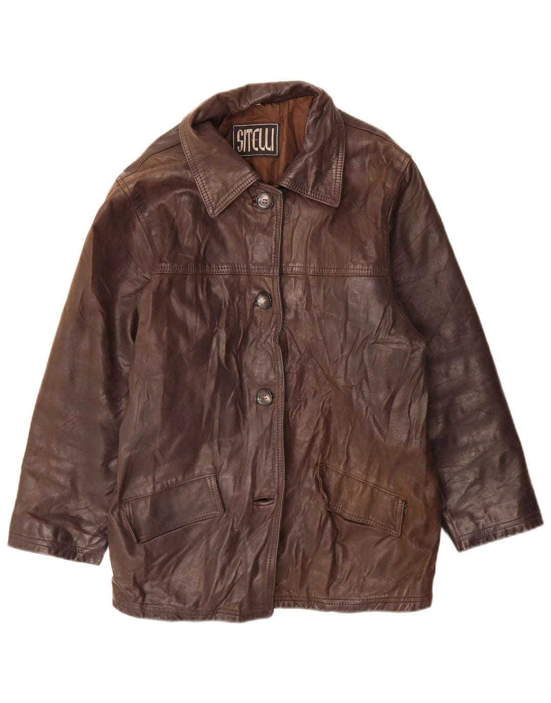 Sitelli Womens Leather Jacket UK 12 Medium Brown