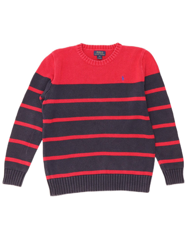 Polo Ralph Lauren Boys Crew Neck Jumper Sweater 15-16 Years XL Red Striped