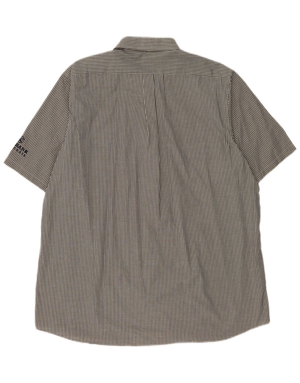 PRINGLE Mens Short Sleeve Shirt XL Black Gingham Cotton