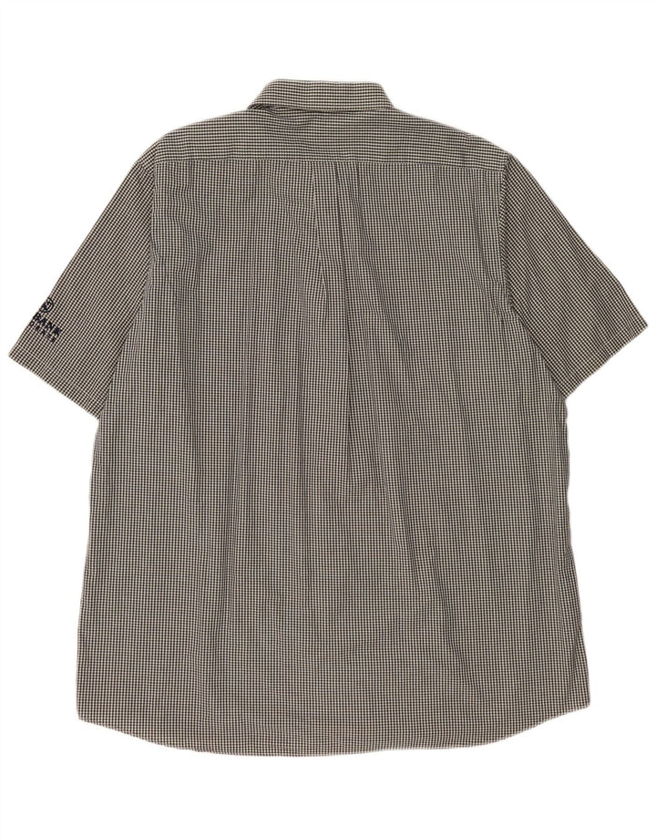 PRINGLE Mens Short Sleeve Shirt XL Black Gingham Cotton