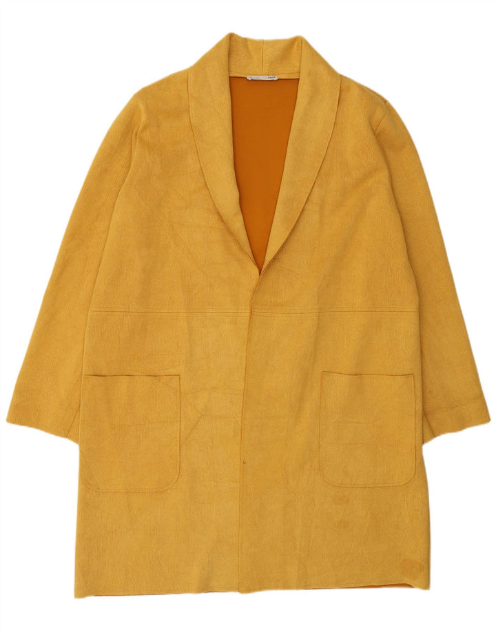 Zara Womens Oversized Open Overcoat UK 14 Medium Yellow Polyester