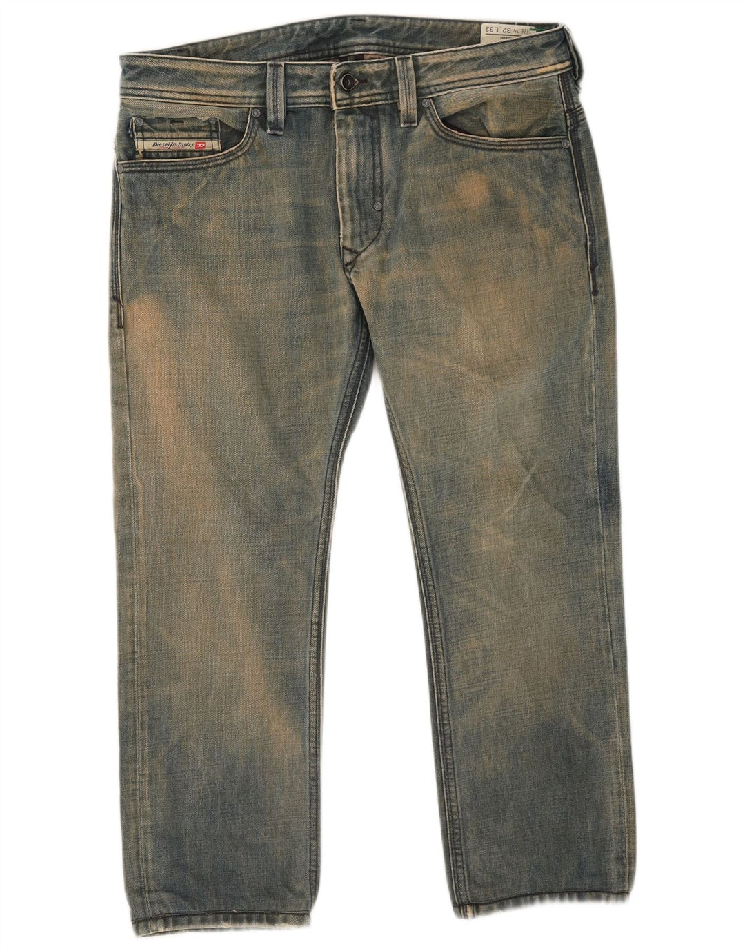 Diesel Mens Thanaz Cropped Jeans W32 L24 Blue Cotton