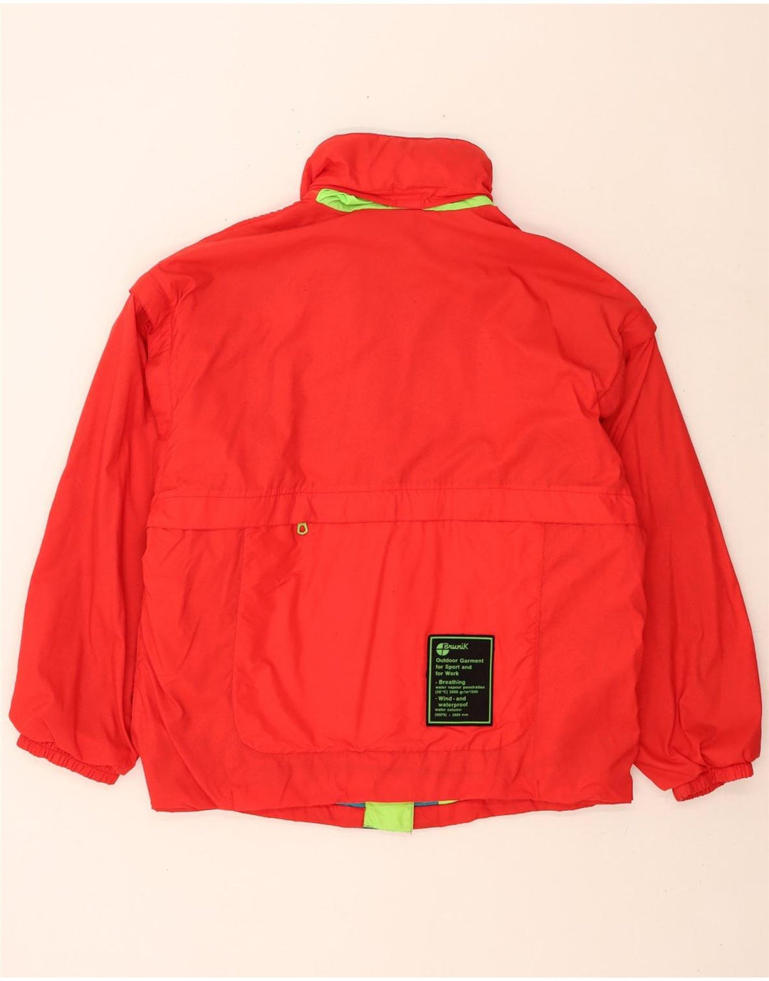 BRUNIK Mens Windbreaker Jacket IT 48 Medium Red Polyamide Vintage Brunik and Second-Hand Brunik from Messina Hembry 