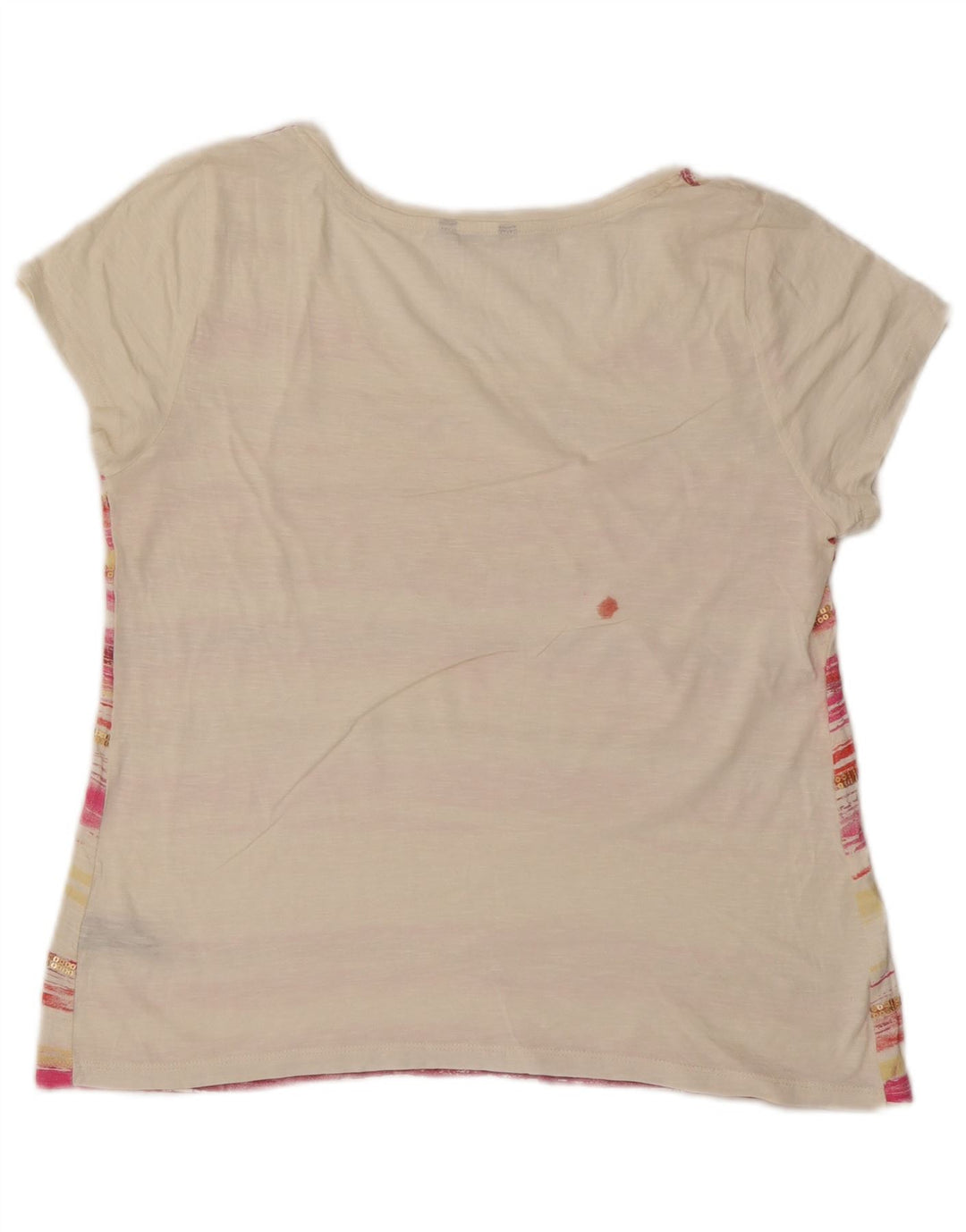 M&Co Womens T-Shirt Top UK 14 Medium White Striped Cotton
