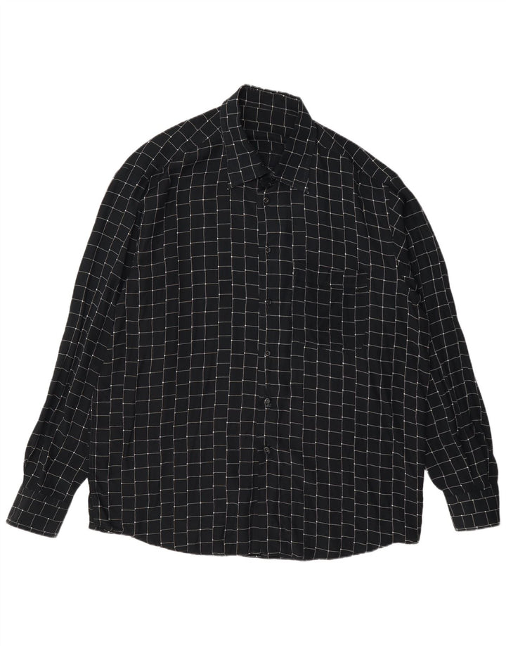 Vintage Mens Shirt Large Black Geometric Viscose