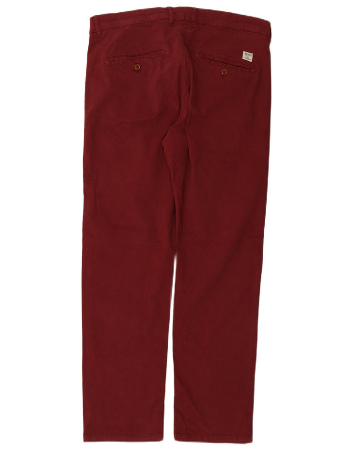 JACK & JONES Mens Slim Fit Chino Trousers W34 L30 Maroon Cotton