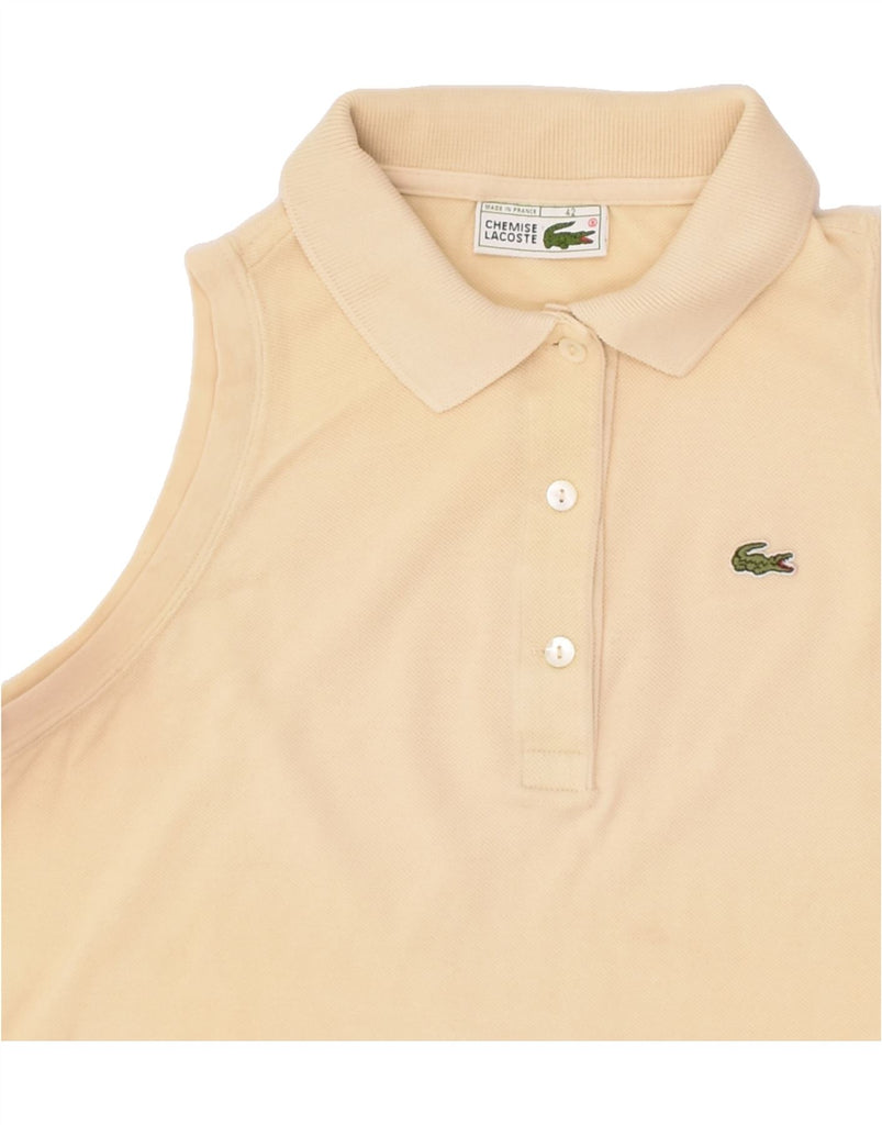 LACOSTE Womens Sleeveless Polo Shirt Size 42 Large Beige Cotton | Vintage Lacoste | Thrift | Second-Hand Lacoste | Used Clothing | Messina Hembry 