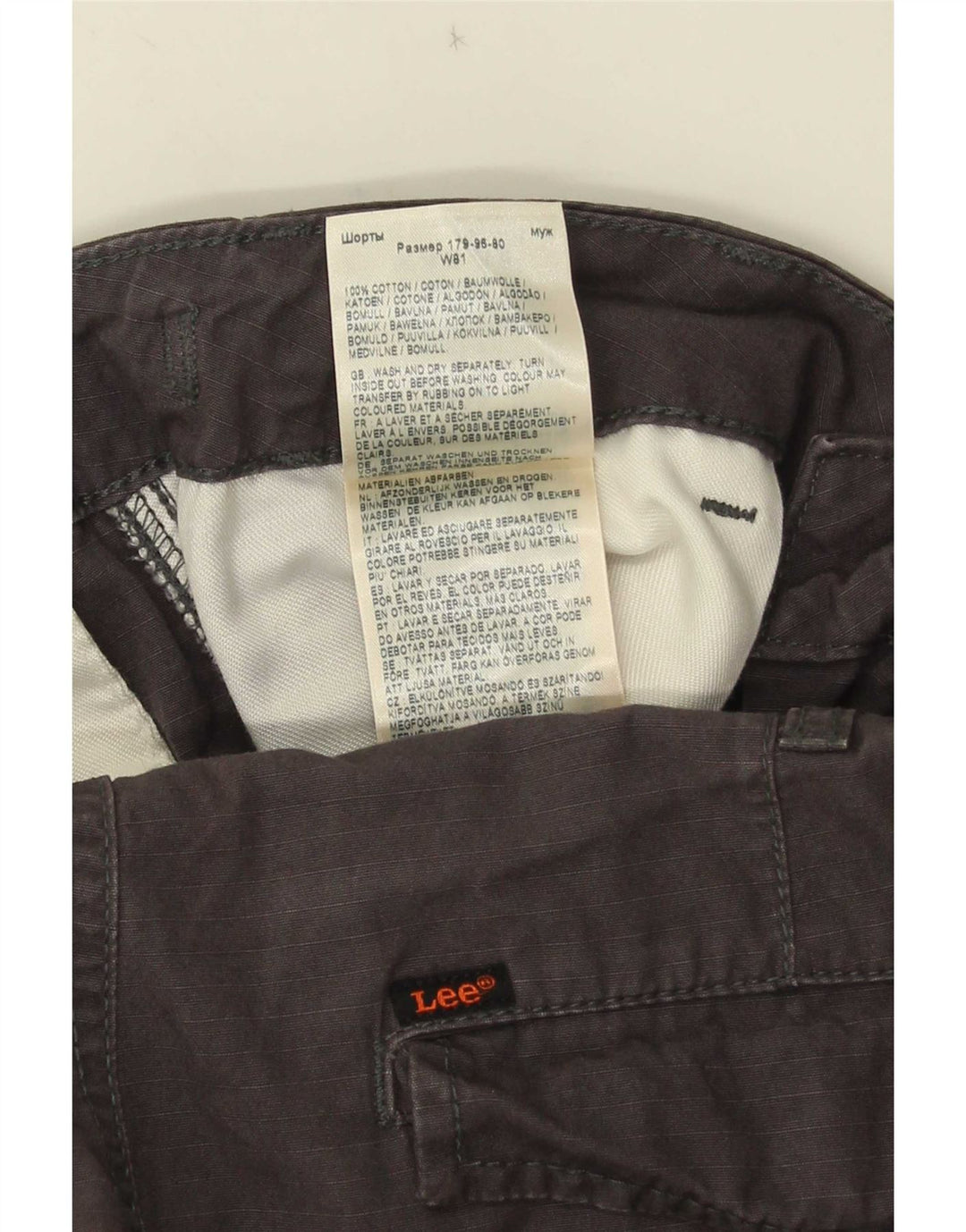 Lee Mens Cargo Shorts W32 Medium Grey Cotton