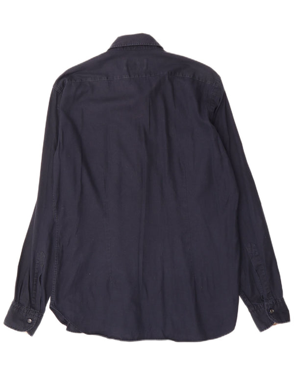 AQUASCUTUM Mens Shirt Size 16 1/2 42 Large Navy Blue Cotton