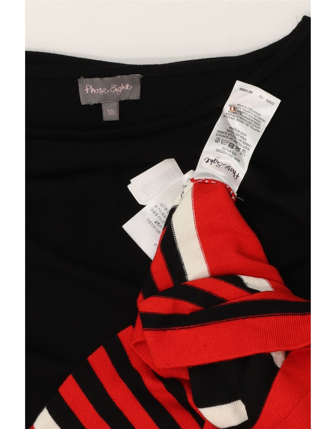 PHASE EIGHT Womens 3/4 Sleeve Jumper Dress UK 10 Small Black Striped