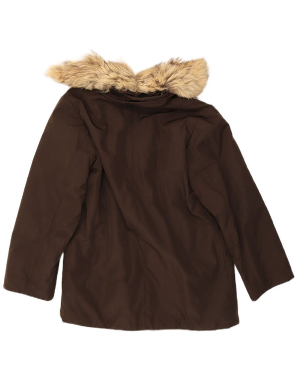 Zara Womens Parka Jacket UK 14 Medium Brown Polyester