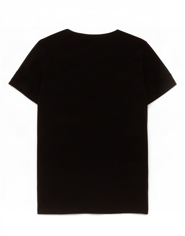 Guess Womens Graphic T-Shirt Top UK 12 Medium Black Polyester