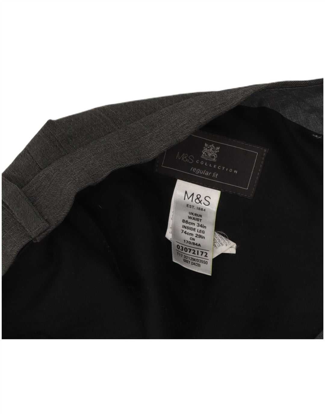 Marks & Spencer Mens Regular Fit Suit Trousers W34 L29 Grey Polyester