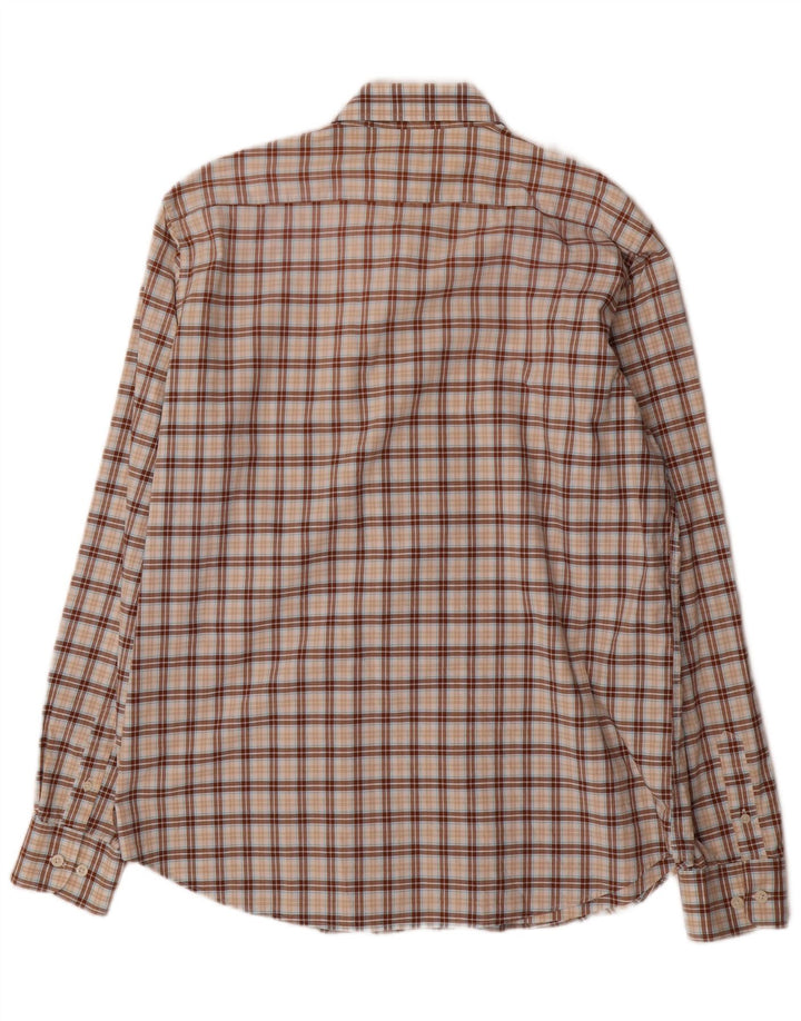 Ivy Oxford Mens Shirt XL Brown Check Cotton