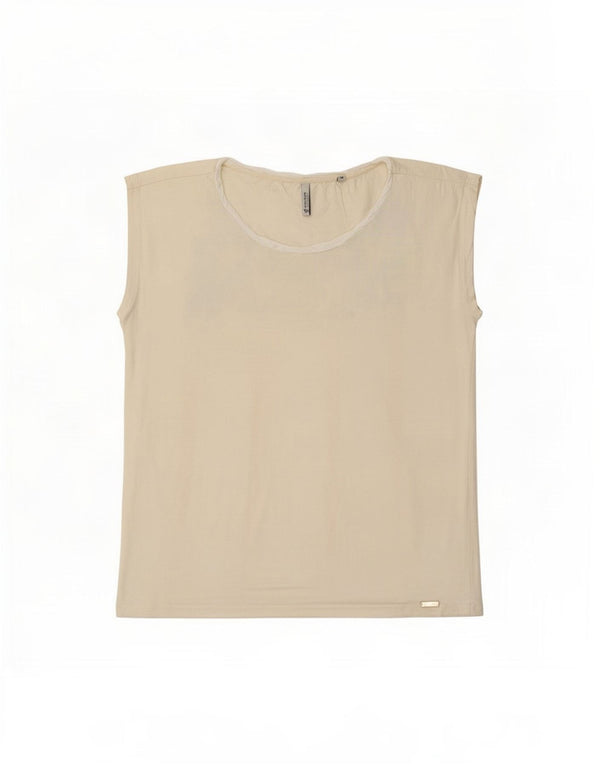 Woolrich Womens T-Shirt Top UK 12 Medium Off White Cotton