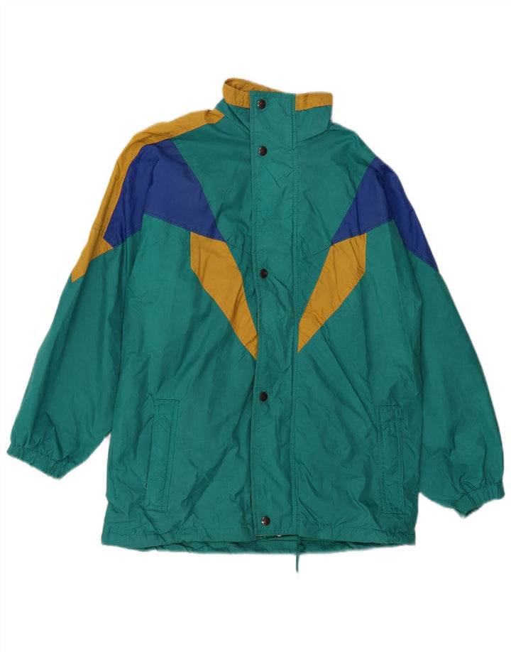 VINTAGE Mens Windbreaker Jacket UK 40 Large Blue Colourblock Polyamide