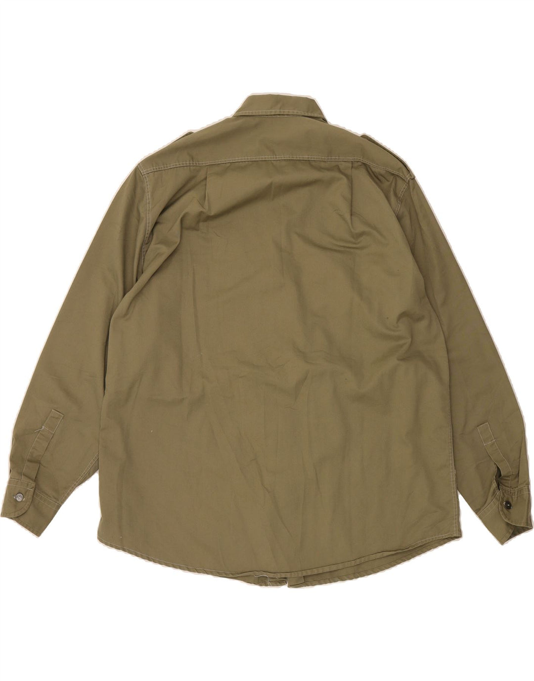 VINTAGE Mens Military Shirt Large Khaki Polyester Vintage Vintage and Second-Hand Vintage from Messina Hembry 