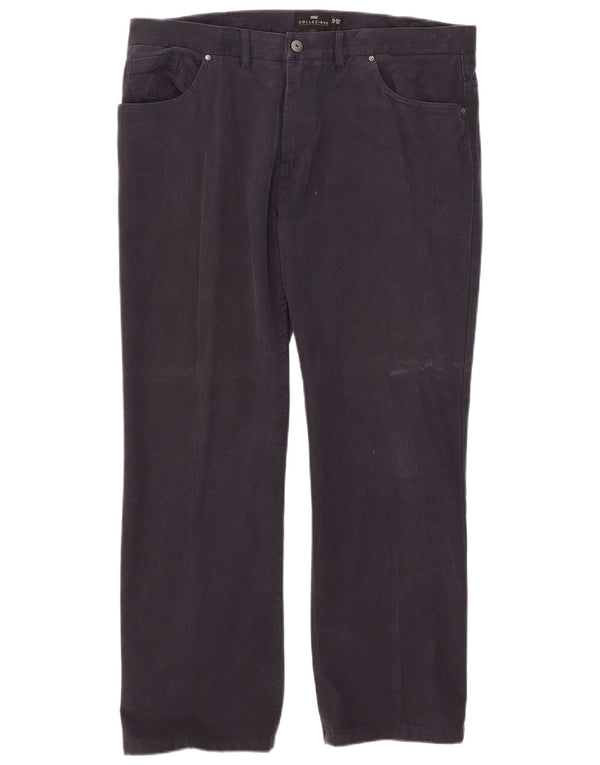 Marks & Spencer Mens Straight Casual Trousers W40 L29 Navy Blue Cotton