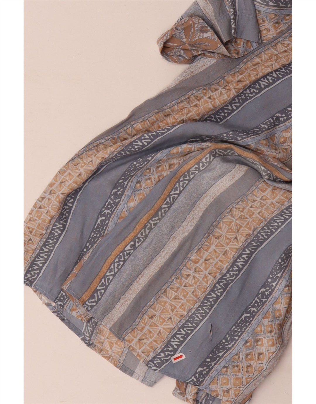 GREEN LEAVES Mens Short Sleeve Shirt Large Blue Geometric Viscose