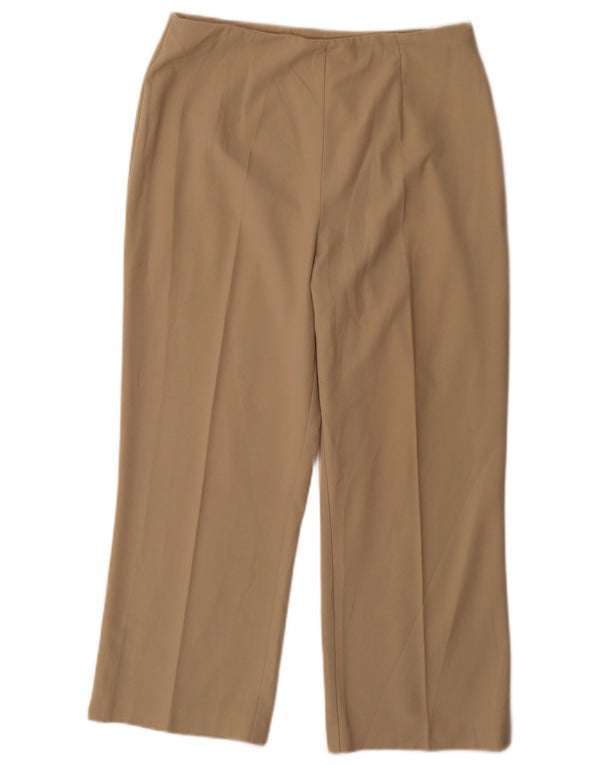 Marks & Spencer Womens Straight Cropped Trousers UK 14 Medium W30 L25 Beige