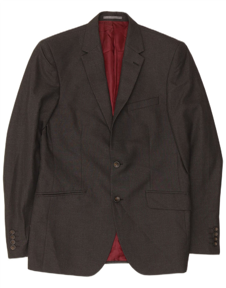 Marks & Spencer Mens 2 Button Blazer Jacket UK 38 Medium Grey Polyester