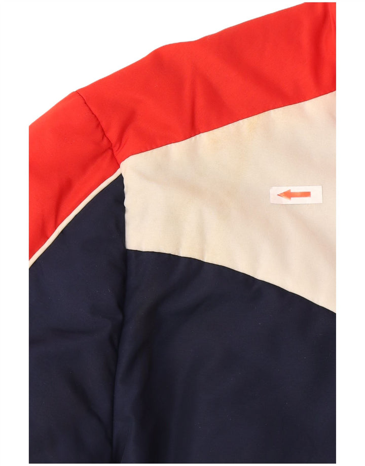 Vintage Womens Padded Jacket UK 14 Large Navy Blue Colourblock