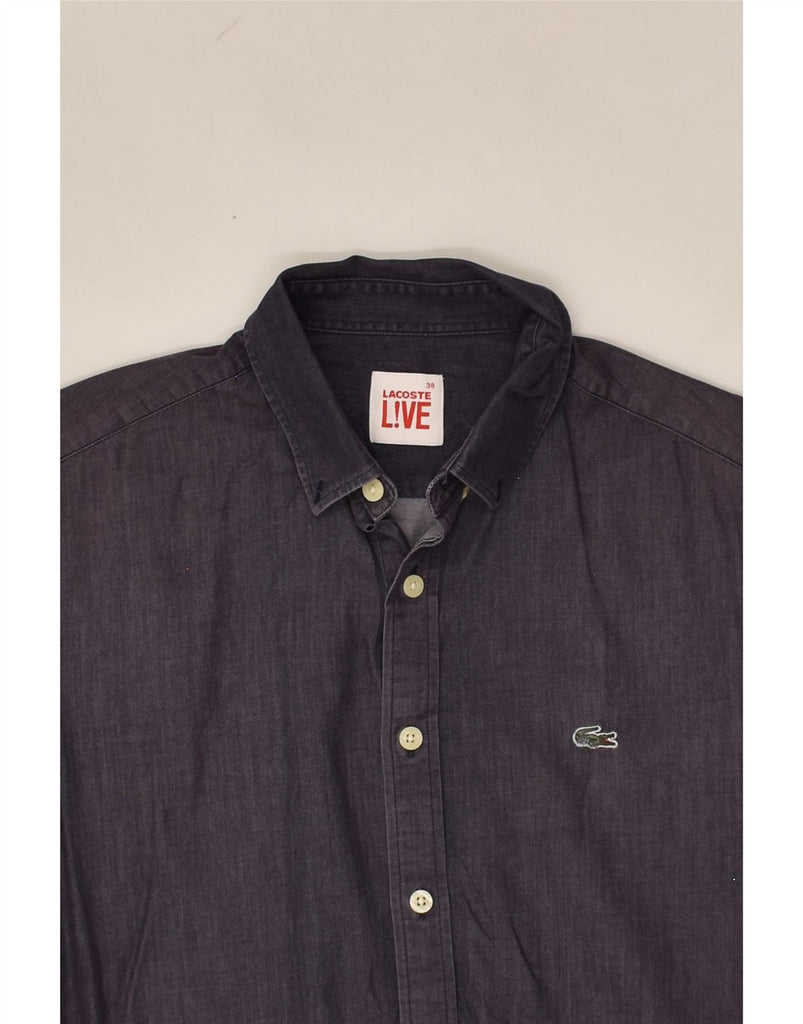 LACOSTE Mens Short Sleeve Shirt Size 38 Medium Navy Blue | Vintage Lacoste | Thrift | Second-Hand Lacoste | Used Clothing | Messina Hembry 