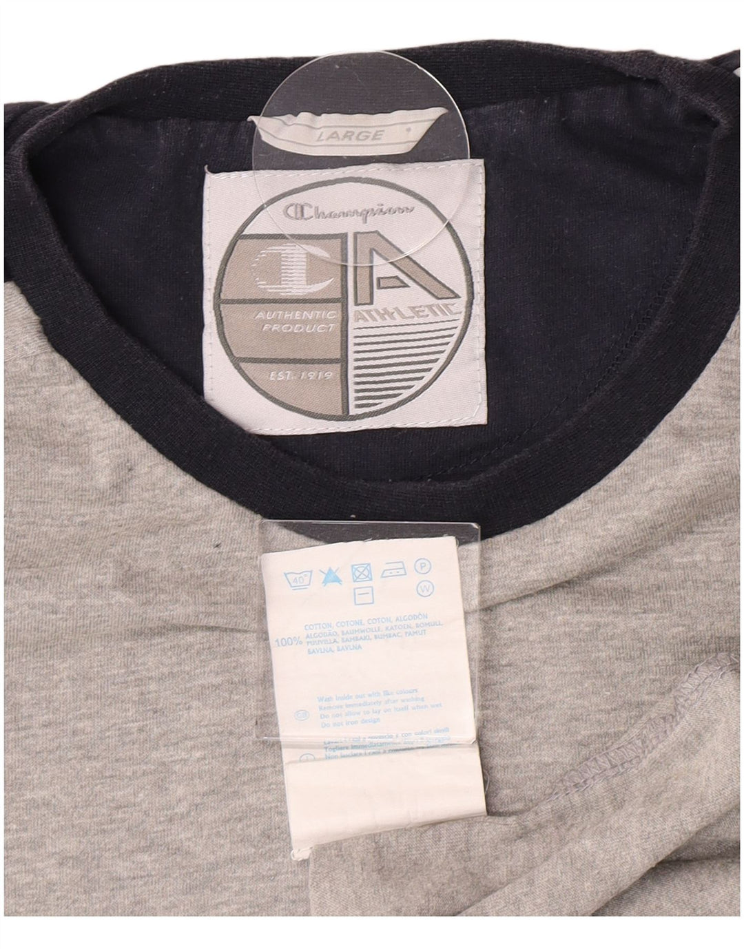 Champion Mens T-Shirt Top Large Grey Cotton