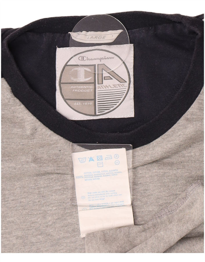 Champion Mens T-Shirt Top Large Grey Cotton