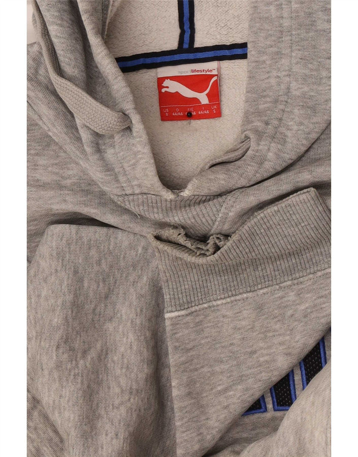 Puma Mens Graphic Hoodie Jumper Small Grey Flecked