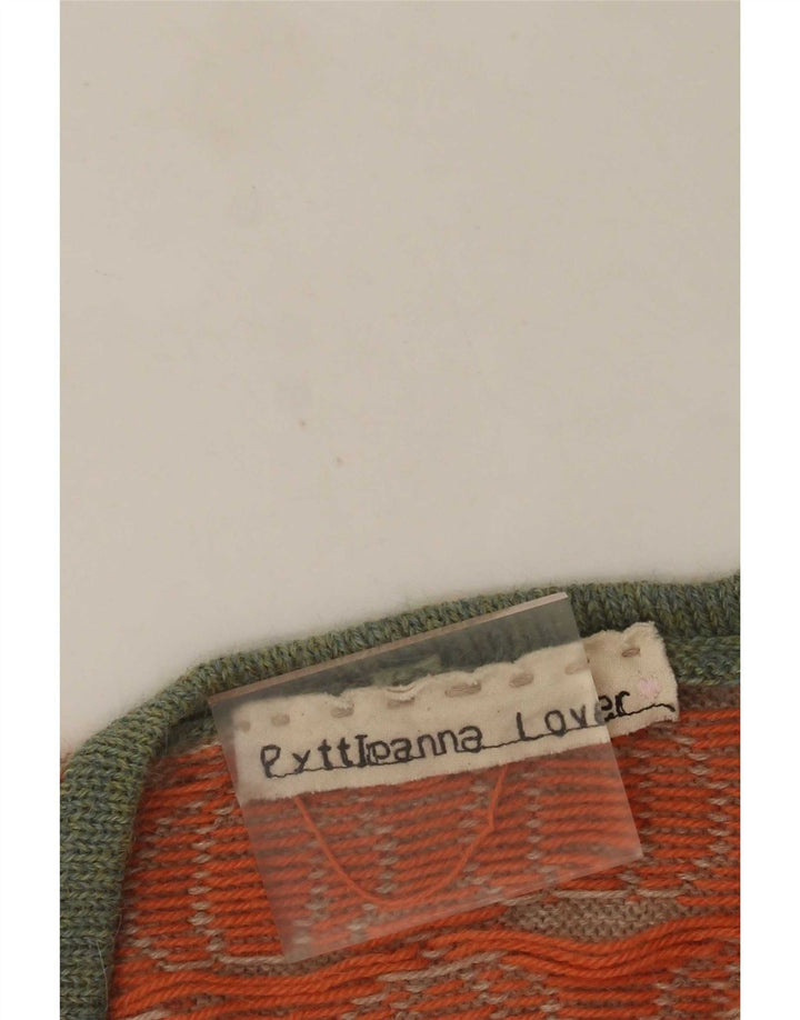 Vintage Womens Longline Abstract Pattern Cardigan Sweater UK 12 Medium Grey