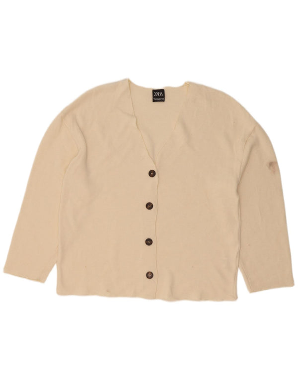 Zara Womens Cardigan Top UK 14 Medium Off White Viscose
