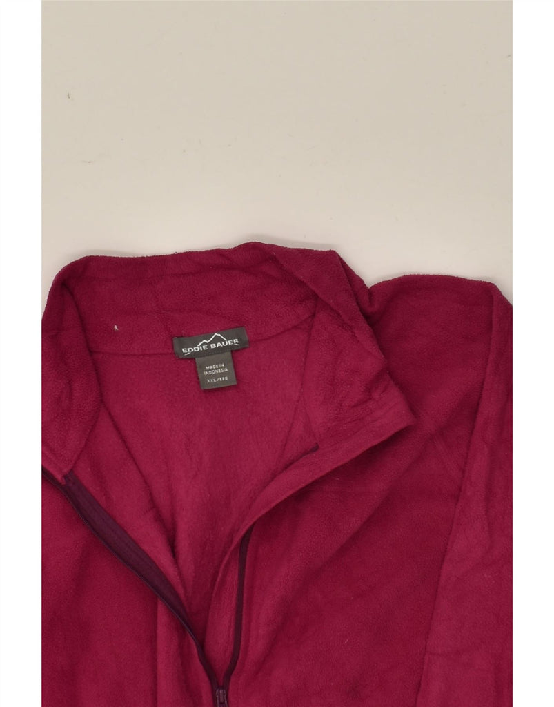 EDDIE BAUER Womens Zip Neck Fleece Jumper UK 20 2XL Burgundy Polyester | Vintage Eddie Bauer | Thrift | Second-Hand Eddie Bauer | Used Clothing | Messina Hembry 