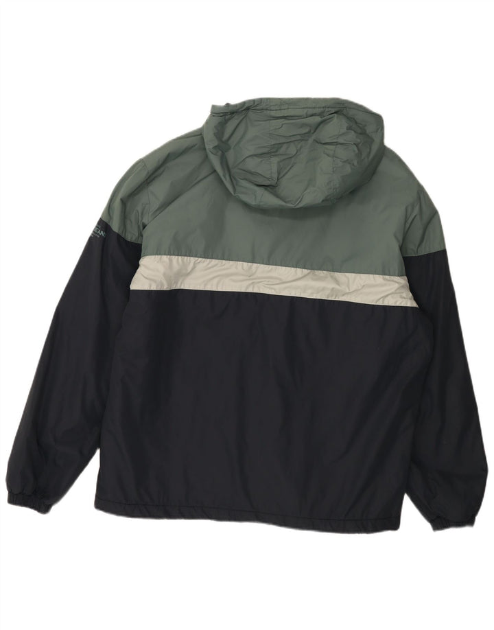 PEPE JEANS Mens Hooded Windbreaker Jacket UK 42 XL Navy Blue Colourblock