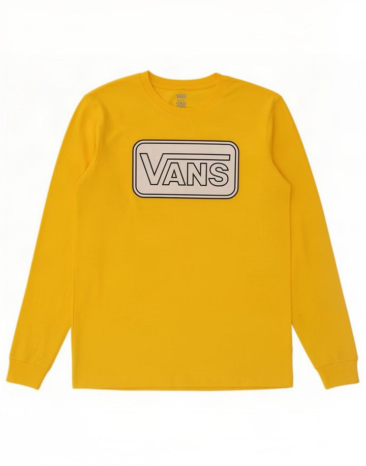 Vans Mens Graphic Top Long Sleeve Small Yellow Cotton