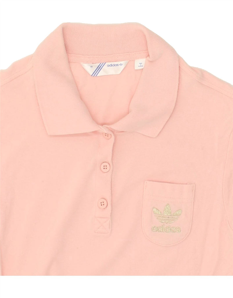 ADIDAS Womens Graphic Polo Shirt EU 40 Medium Pink Polyester | Vintage Adidas | Thrift | Second-Hand Adidas | Used Clothing | Messina Hembry 