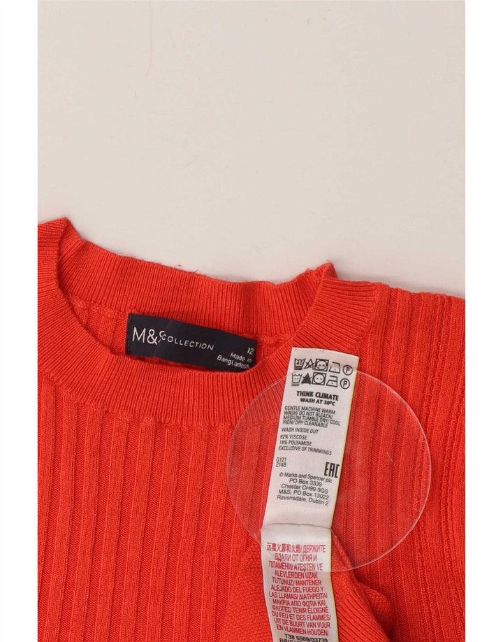 Marks & Spencer Womens Crew Neck Jumper Sweater UK 12 Medium Orange
