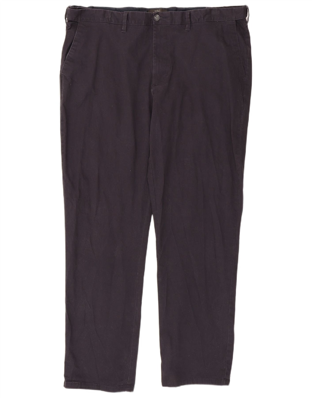 Marks & Spencer Mens Regular Fit Chino Trousers W44 L33 Navy Blue Cotton