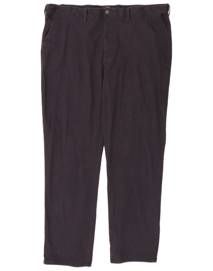 Marks & Spencer Mens Regular Fit Chino Trousers W44 L33 Navy Blue Cotton